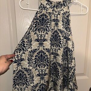 Cupshe Navy and Cream Patterned A-Line Top